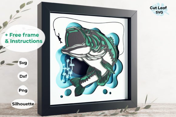 3D Fishing Shadow Box, Layered Fish