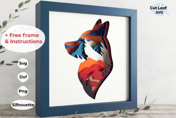 3D Fox Shadow Box: A Unique Blend of Mountains and Nature