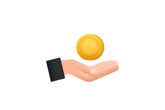 3D Icon with Gold Hand with Dollar Coin