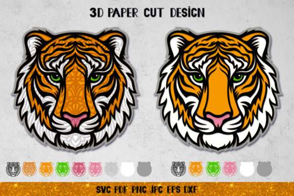 3D Tiger Mandala, Tiger Layered Papercut