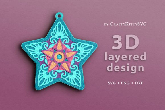 Christmas Star Ornament 3D Layered SVG