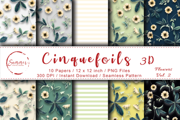 Cinquefoils Seamless Fabric 3D Patterns for Modern Designers