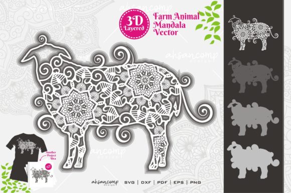 Farm Animal Mandala SVG 3D Layered 14