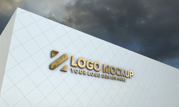 Logo Mockup 3D Sign Façade Building