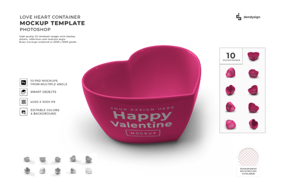 Love Heart Container 3D Mockup Bundle: A Creative Tool for Real-World Use