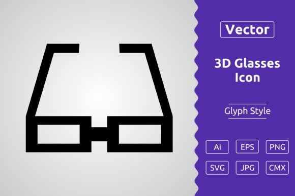Vector 3D Glasses Glyph Icon
